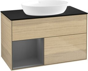 V&B Waschtischunterschrank Finion 100 in Anthrazit mit Eichenoberfläche - Bild 1