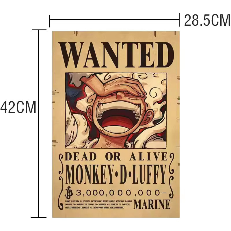 Bandai One Piece Anime Wanddekoration Vintage Wanted Poster aus Papier, Mehrfarbig - Bild 2