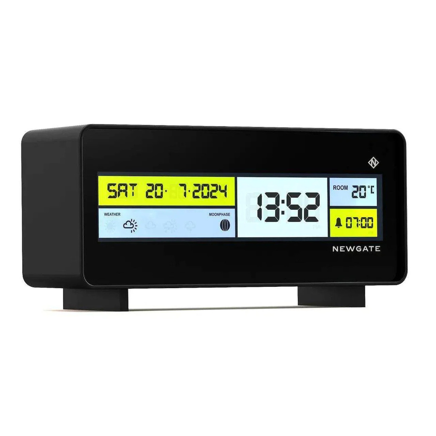 Newgate Futurama Digitaler LCD Wecker mit Thermometer und Datumsanzeige in Schwarz - Bild 1