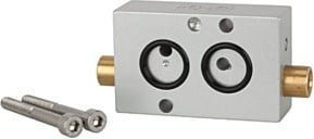 Riegler 3-Wege Drosselplatte für NAMUR-Ventile aus eloxiertem Aluminium in Silber - Bild 1
