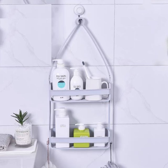 Willstar Badezimmerregal Grau, Nagelfreier Wandregal Organizer für Shampoo und Badutensilien - Bild 1