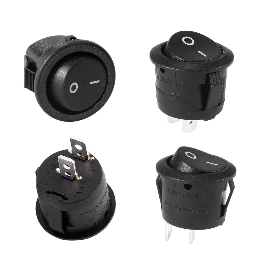 AOKIN 10er Set Snap-in Runde Wippschalter SPST Mini Kippschalter 2 Pin 2 Position Schwarz 10A/125V 6A/250V - Bild 3