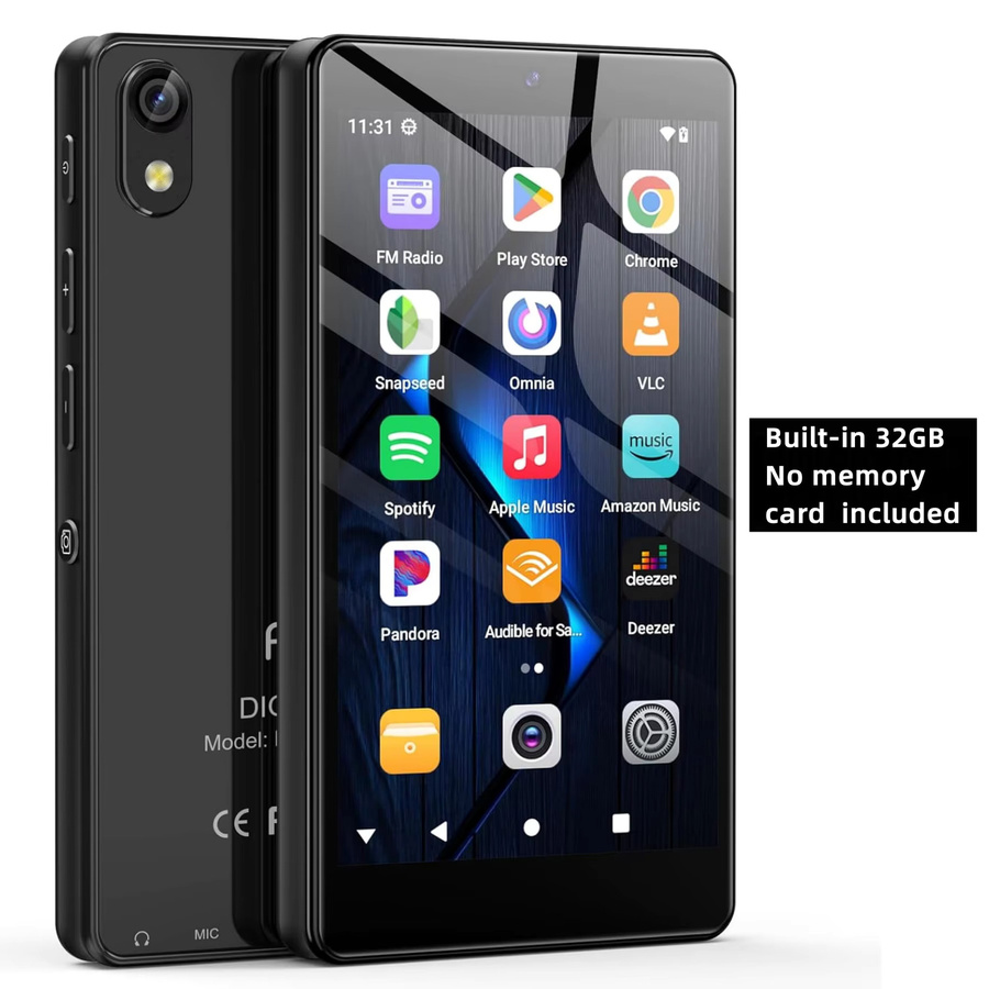 Fanvace MP3-Player mit Bluetooth 5.0 und WLAN, Android 13 OS, Spotify-Unterstützung, Kamera und Lautsprechern, Schwarz, 32GB/96GB - Bild 3