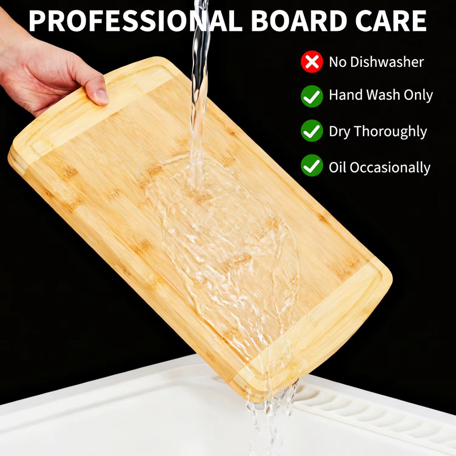 Garvee Bambus-Schneidebrett mit Saftrille, braunes Mehrzweck-Holz-Hackbrett und Charcuterie-Servierbrett, B/T/H: 40,64 x 25,4 x 2,54 cm - Bild 4