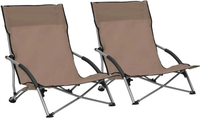 Set aus 2 klappbaren Strandstühlen von vidaXL in Taupe mit Oxfordgewebe und Stahlgestell - Bild 1