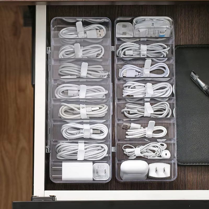 Multifunktions-Kopfhörer-Datenkabel-Organizer mit Deckel in Transparent, 5 Größen für deinen Schreibtisch - Bild 3