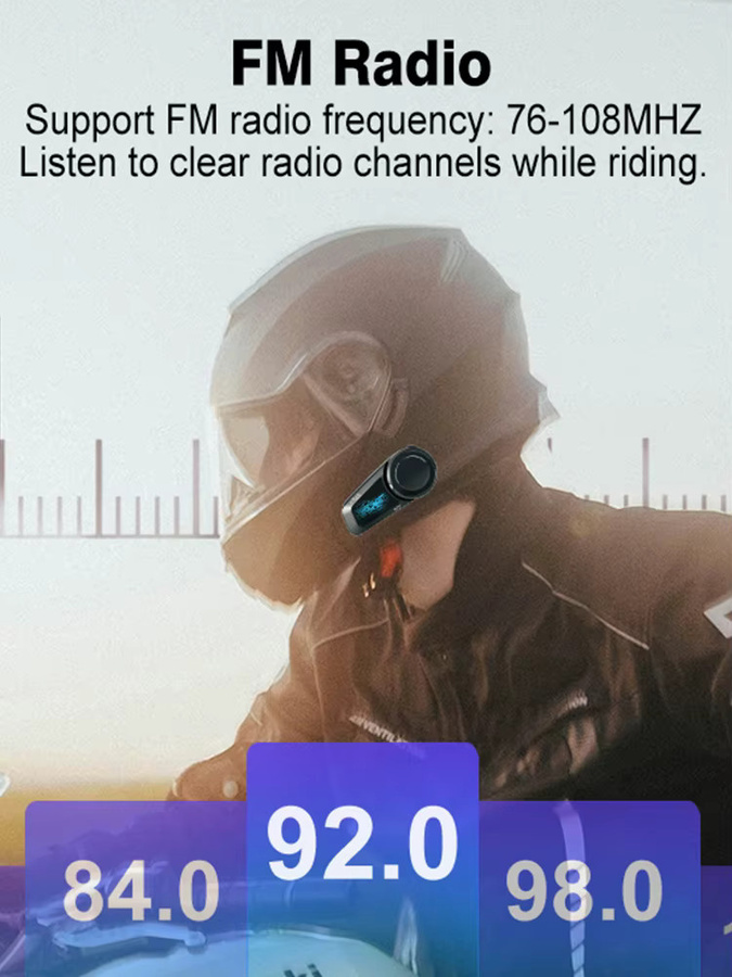 Maxto M2S Bluetooth-Motorradhelm-Headset in Schwarz mit IP67 Wasserdichtigkeit, 6-Riser-Gruppenintercom und 2000m Reichweite - Bild 5