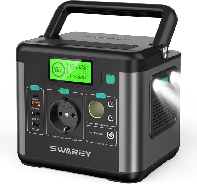 SWAREY S160 Tragbare Powerstation 222Wh mit 300W Solar-Generator in Schwarz - Bild 1