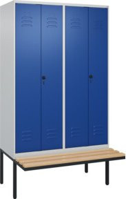 C+P PSA Doppel-Spind Classic PLUS Sitzbank mit 4 Abteilen und Buche-Hartholz Sitzfläche, B/T/H: 212,0 x 120,0 x 81,5 cm - Bild 1
