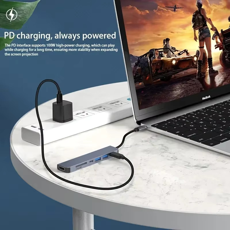 Ninth World 7-in-1 USB-C-Hub Multi-Geräte-Dock mit PD-Aufladung für Laptops und MacBooks - Bild 4