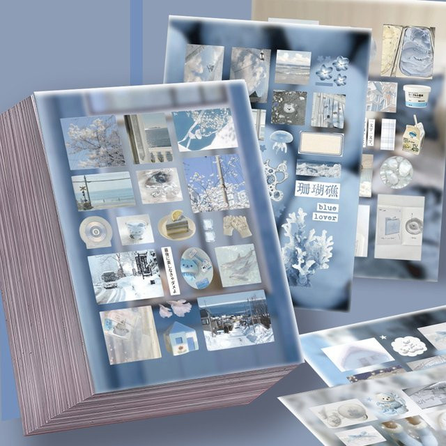 8-teiliges Set blaue dekorative Aufkleber von RecordingYourLife Store für Handbücher, Handyhüllen und Notebooks - Bild 1