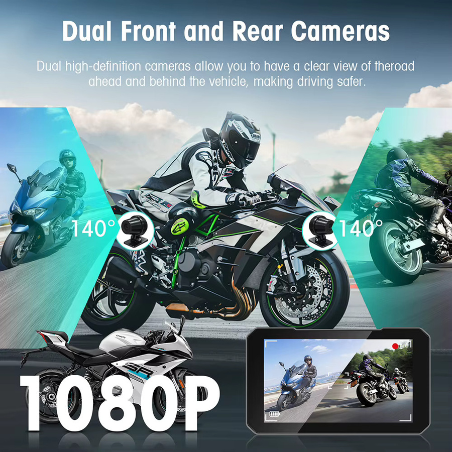Tragbares 5-Zoll Motorrad-Display mit Android Auto und CarPlay für die Navigation in Schwarz - Bild 2