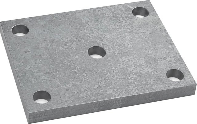 SO-TECH Anschweißplatte aus Stahl Q235 in Schwarz, B/T/H: 100 x 80 x 8 mm mit 5 Befestigungslöchern Ø 11 mm - Bild 1