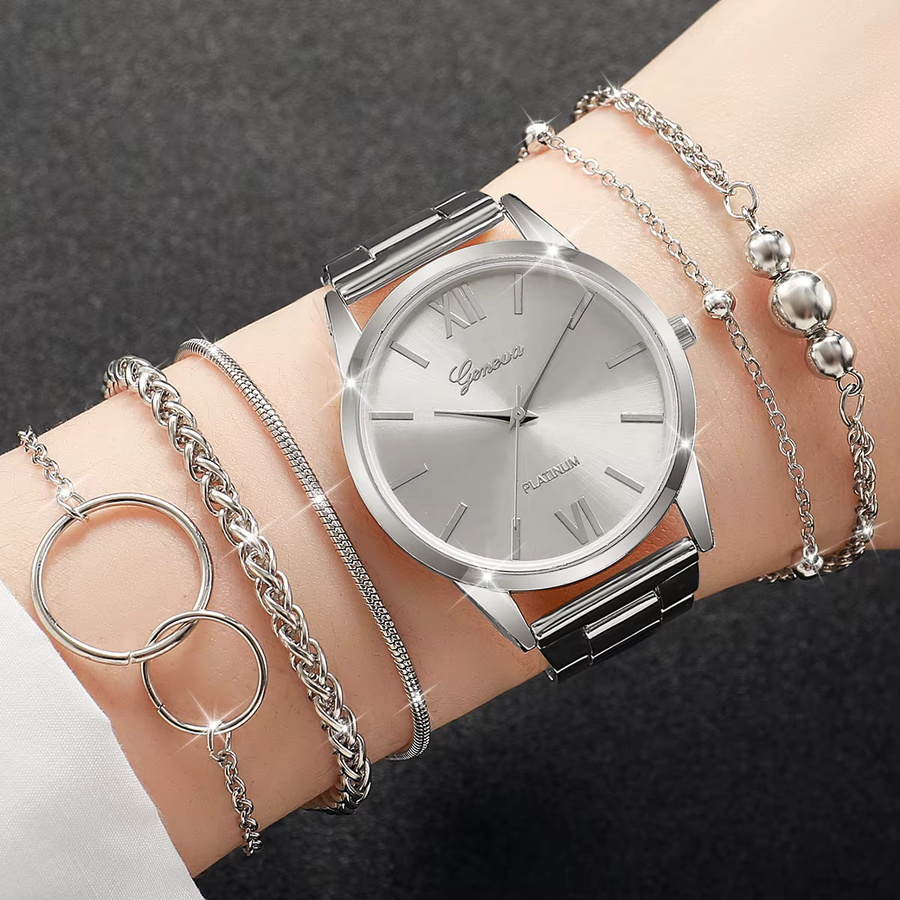 Armbanduhr Set, Quarzuhr, Silber Legierung, Damen - Bild 2
