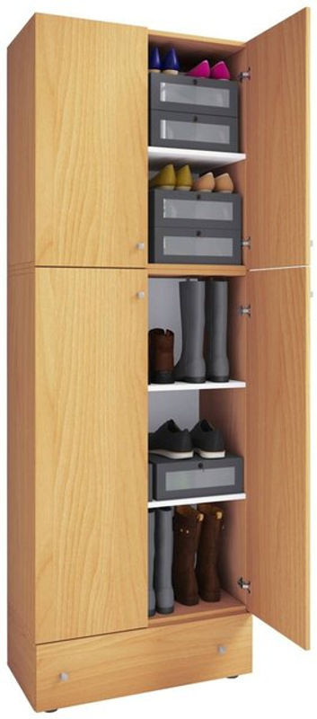 VCM Schuhschrank Lona Allzweckschrank aus Holz in Buche Weiß, H x B x T: 200 x 70 x 39 cm - Bild 2