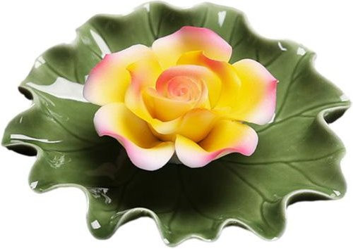 Eira Keramik Lotus Räucherstäbchenhalter in Gelb als dekoratives Seerosenblütenblatt für Yoga und Meditation - Bild 1