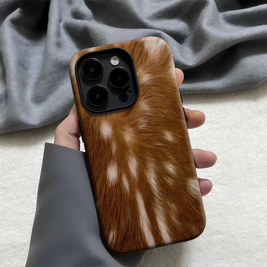 Potdemiel Handyhülle Amber Fur Streak für iPhone 17 16 15 14 13 12 11 Pro Max Plus in Braun mit doppelschichtiger Rückseite - Bild 4