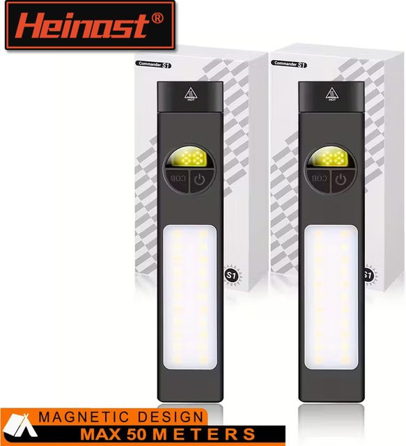 Heinast LED Taschenlampe Schwarz mit 400 lm, USB-wiederaufladbar, magnetischem Clip und 8 Modi für Outdoor und Notfälle - Bild 1