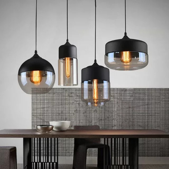 DAMIASMIL Nordic LED Glas Anhänger Leuchte in Holzoptik für Wohnzimmer, Esszimmer und Schlafzimmer - Bild 1