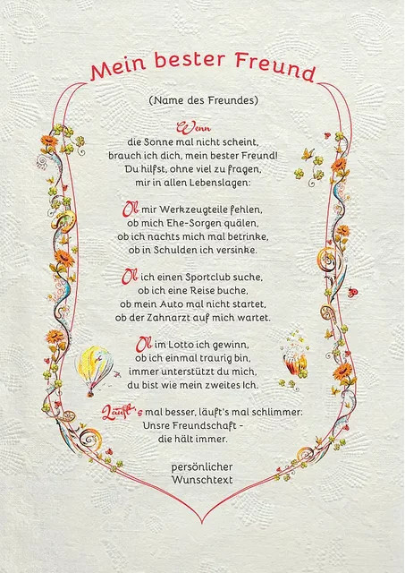 Personalisierte Urkunde für den besten Freund mit modernem Typografie-Design in Weiß - Bild 1