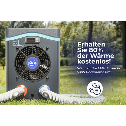 GRE Luftwärmepumpe für Pools bis 20 m³ mit 2500 W Heizleistung in Schwarz und Grau - Bild 2