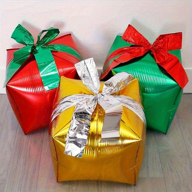 Aluminiumfolienballon in Würfelform für Weihnachts- und Silvesterdekoration, 55,88 cm, Farben: Grün und Rot - Bild 1