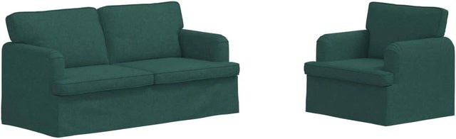 vidaXL Sofa 2-teilig Dunkelgrün L-Form mit Stoffbezug B/T/H: 162 x 80 x 85 cm - Bild 1