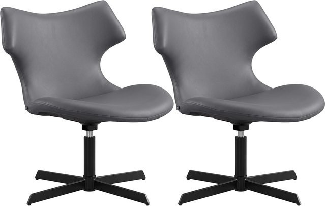 CLP 2er Set Loungestühle Welland, gepolsterte Relaxsessel in Lederoptik, 360 Grad drehbar, Grau - Bild 1