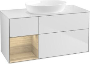 V&B Waschtischunterschrank Finion in Weiß mit Eichenregal, Breite: 120 cm, Tiefe: 50,1 cm, Höhe: 50,1 cm - Bild 1