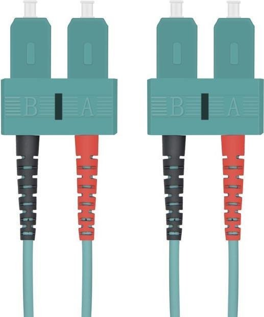 helos LWL Patchkabel OM3 SC Duplex Stecker/Stecker 50/125µm, Farbe: Aqua, Länge: 15,0 m - Bild 1