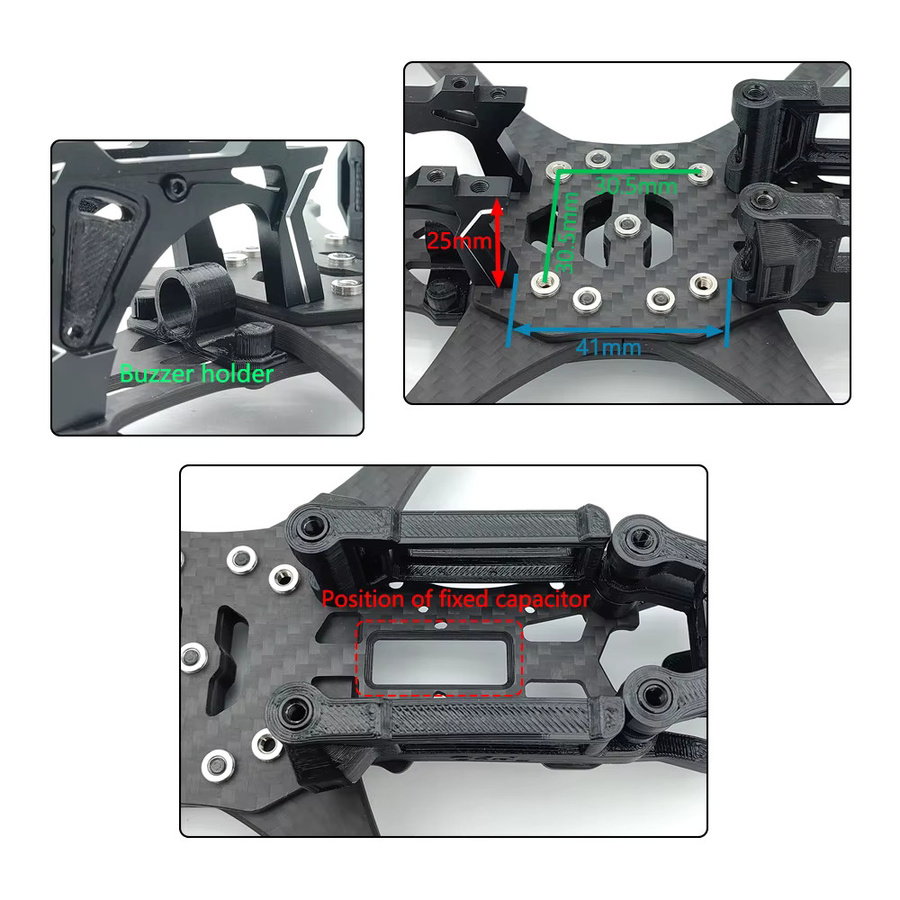 PhiSital Mark5 O4 Pro FPV Rahmenkit X/DC Version 5 Zoll Carbonfaser Quadcopter Renndrohne in Schwarz - Bild 3