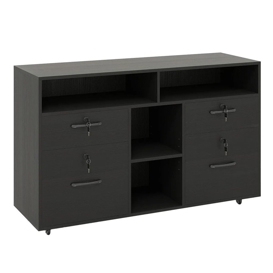 Costway Rollcontainer mit 4 abschließbaren Schubladen in Schwarz für dein Home-Office - Bild 2