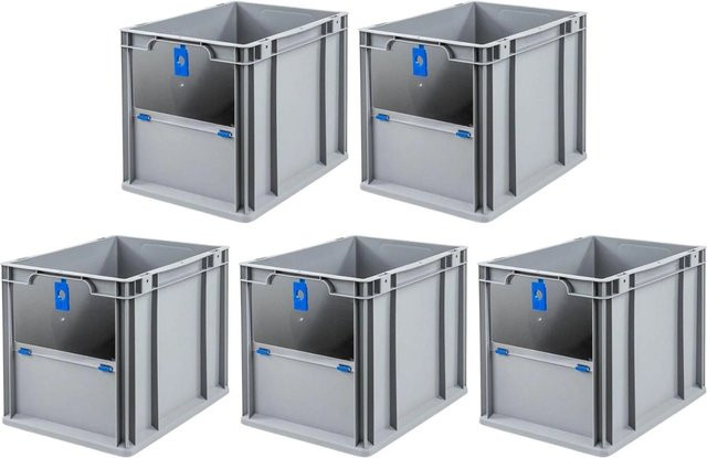 PROREGAL SparSet 5x Eurobox NextGen Insight Cover Eurobehälter mit Deckel, Blau, H x B x T: 32 x 30 x 40 cm, 30 Liter - Bild 1