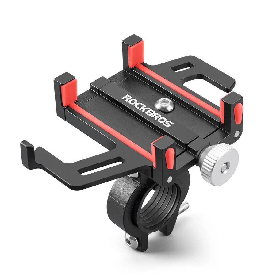 ROCKBROS Fahrrad und Motorrad Handyhalterung mit 360 Grad Rotation und Clip in Rot - Bild 1