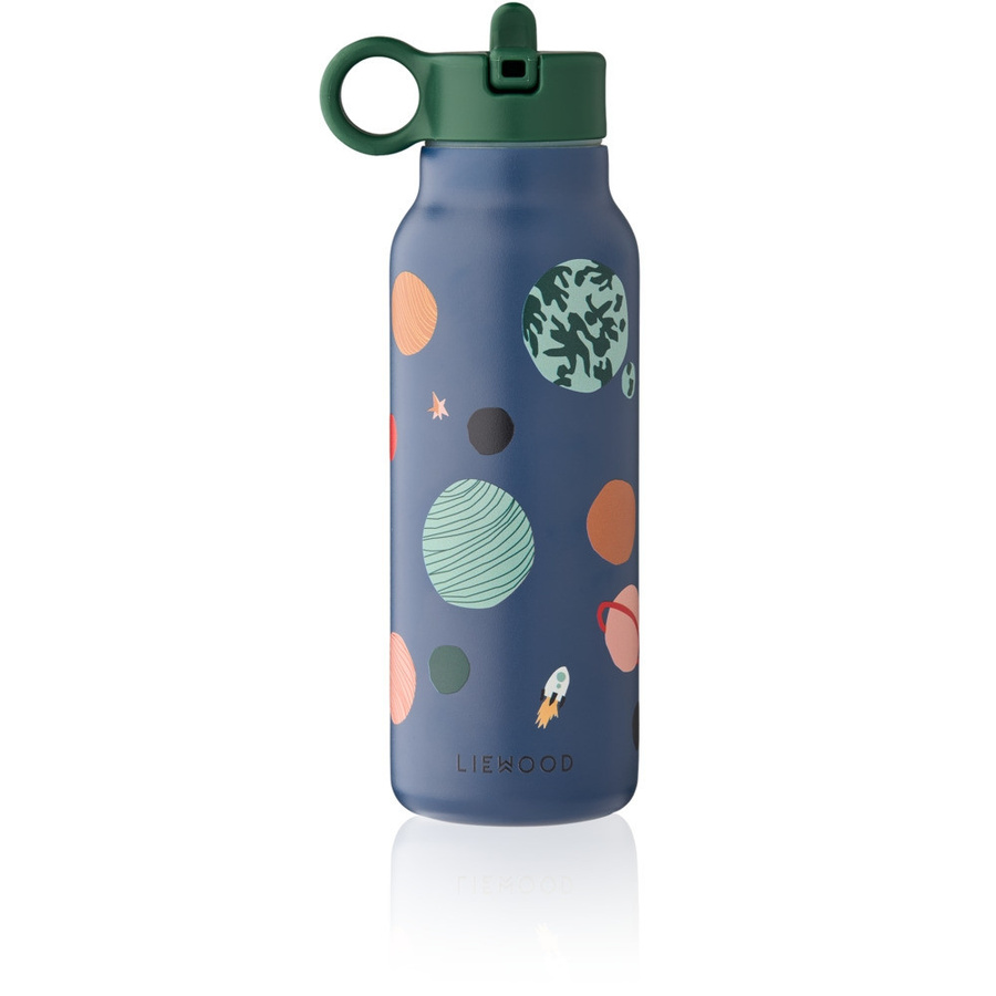 Liewood Falk Wasserflasche aus Edelstahl mit Strohhalm, Blau, 350 ml - Bild 1