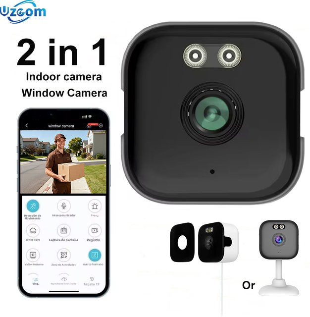 Uzoom 3MP 2-in-1 Fensterkamera mit 2,4/5GHz Dual-Band Wi-Fi und vollfarbiger Nachtsicht - Bild 1