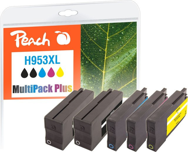 Peach Druckerpatronen XL Set für HP OfficeJet Pro 8720, ersetzt HP 953XL, L0S70AE, F6U16AE, F6U17AE, F6U18AE, wiederaufbereitet, Multicolor (2x Schwarz, Cyan, Magenta, Gelb) - Bild 1