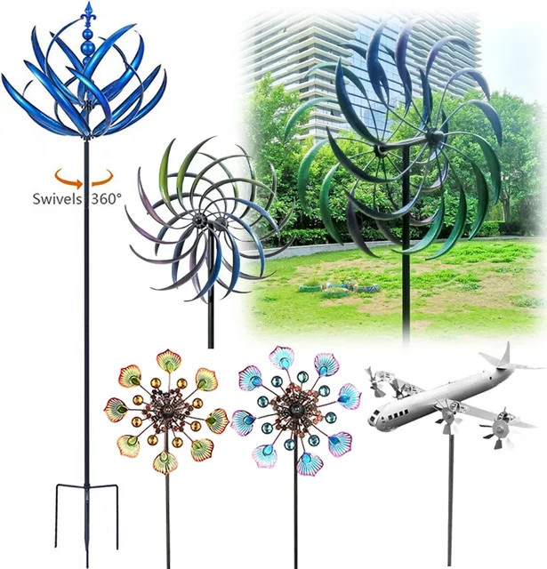 APWIKOGER Kinetische Windmühle aus Metall als rotierende 3D Skulptur für Garten und Hof - Bild 1