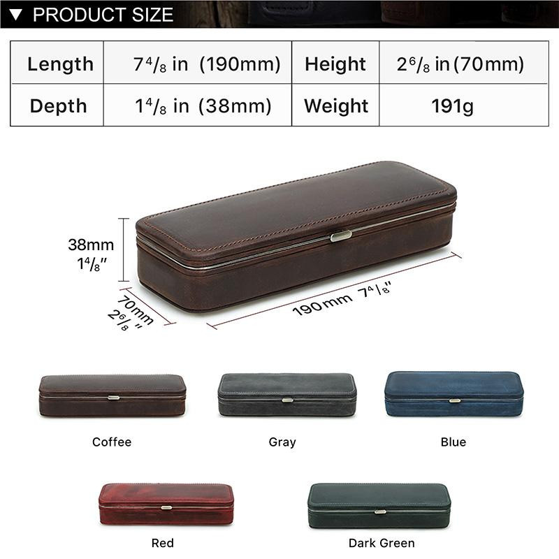 CONTACT'S Retro Federmäppchen aus echtem Leder in Kaffeebraun mit 3 Stiftefächern und Kartenhalter - Bild 3