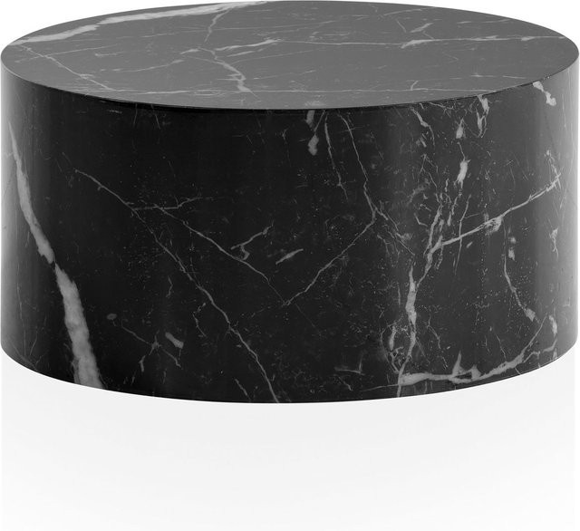 Wohnling Couchtisch MONOBLOC in Schwarz mit Marmor Optik, runder Wohnzimmertisch, B/T/H: 60 x 60 x 30 cm - Bild 1
