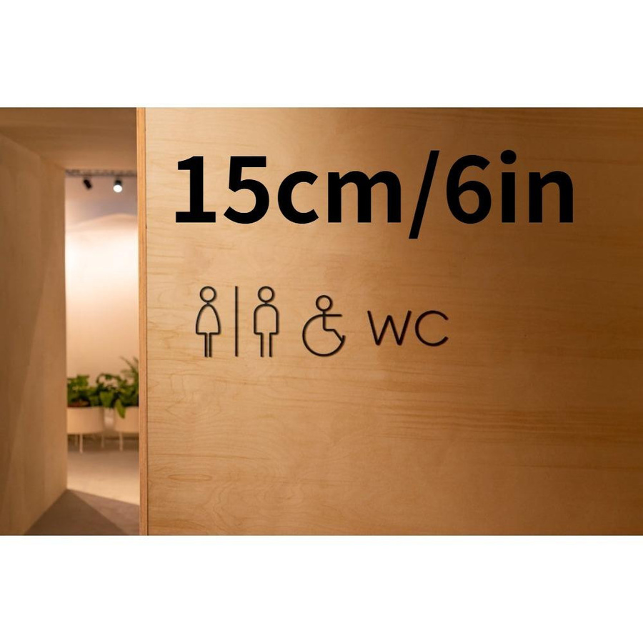 CIFkauf 3D Acryl Wandaufkleber Toiletten Schild in Silber, Durchmesser: 15 cm - Bild 2