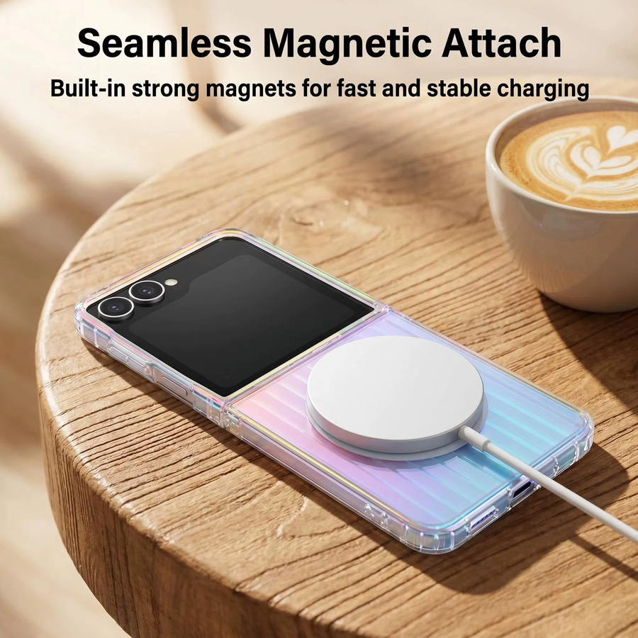 Transparente MagSafe Schutzhülle für Samsung Galaxy Z Flip 8 7 6 5 4 3 mit Laser-Design aus PC und TPU - Bild 4