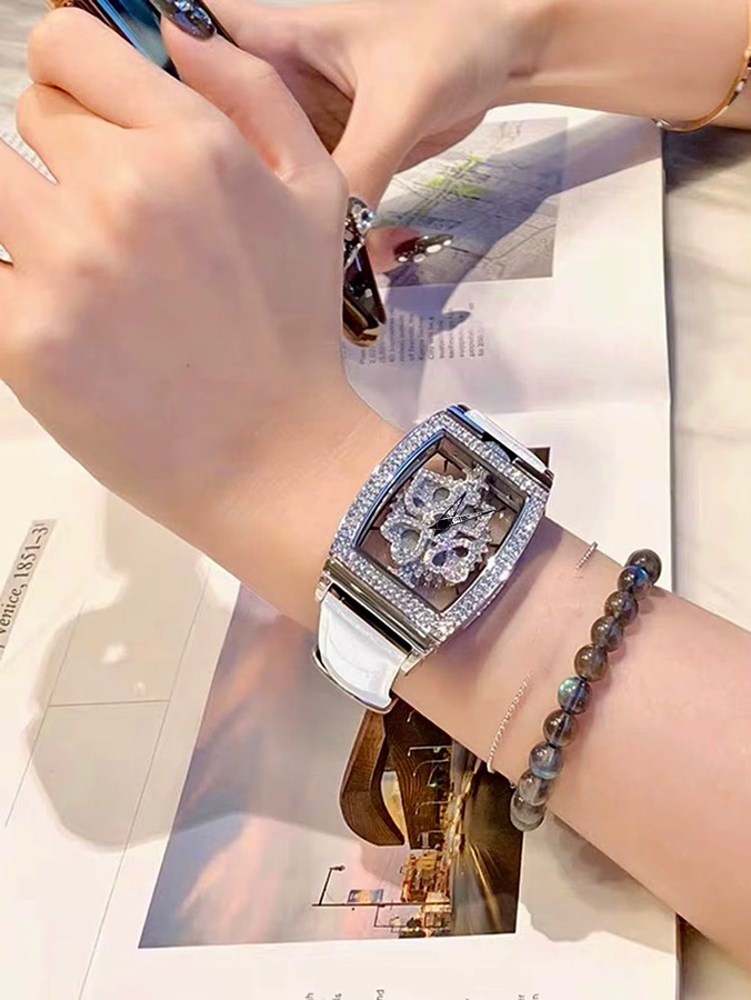 LSVTR Armbanduhr Quarz, Diamant, Weiß, Leder, Damen - Bild 2