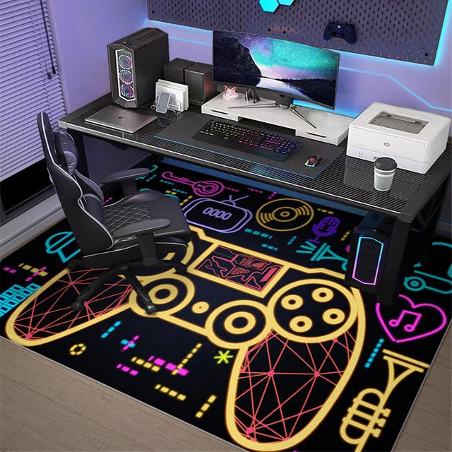 VIKAMA Anti-Rutsch-Stuhlunterlage und schallschluckender Schreibtischteppich in modernem Abstract-Design für Home-Office und Schlafzimmer - Bild 1