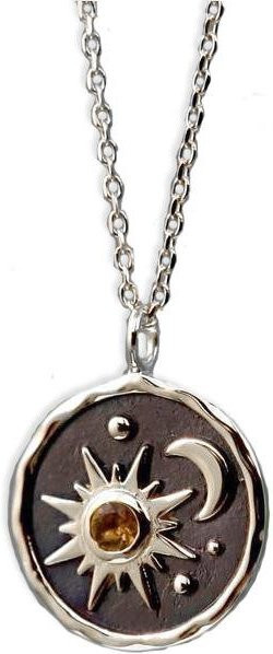 Eacoha Schmuck-Set, Halskette, Ohrringe, Sonne Mond, Zinklegierung, gray, 45cm - Bild 1