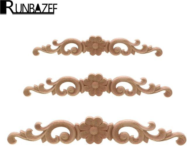 RUNBAZEF Dekorative Holz-Applikation in Weiß im europäischen Stil mit floralem Schnitzwerk für Tür und Bett - Bild 1