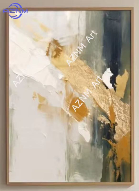 Potdemiel Abstrakte Leinwanddrucke in Grün und Gold, Minimalistische Kunstposter für deine Wanddekoration im Hochformat - Bild 4