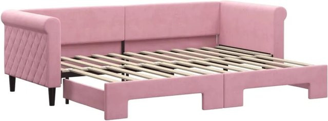 vidaXL Tagesbett ausziehbar in Rosa mit Samtbezug B/T/H: 80 x 200 cm - Bild 1