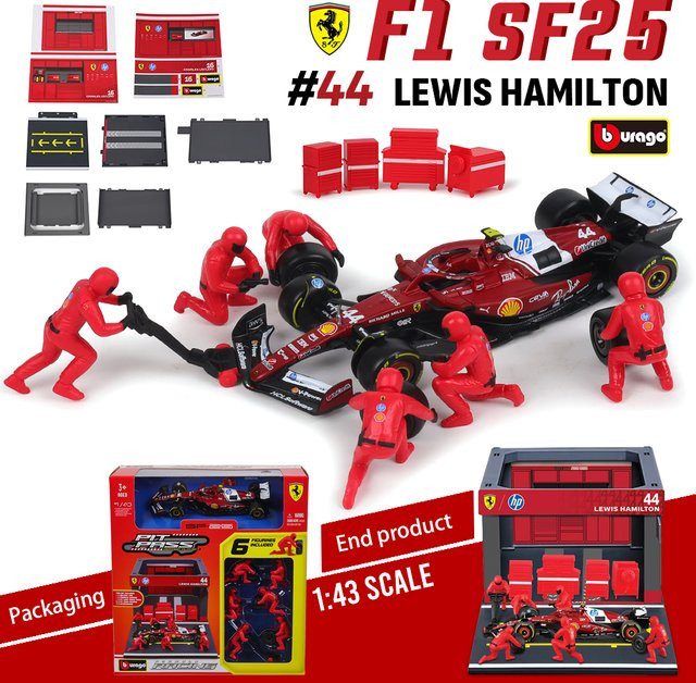 Bburago Ferrari SF25 # 16 Charles Leclerc # 44 Lewis Hamilton Modellauto, 1:43, ab 3 Jahren - Bild 1