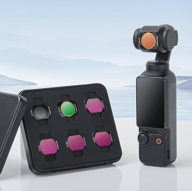 DJI Osmo Pocket 3 Objektivfilter-Set 6er-Pack mit ND8-ND64, CPL und MCUV Filtern in Schwarz und Violett für filmische HDR-Videos und Antireflexion - Bild 1